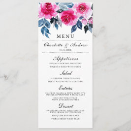 Elegant Rosa Watercolor Blommigt Bröllop Meny