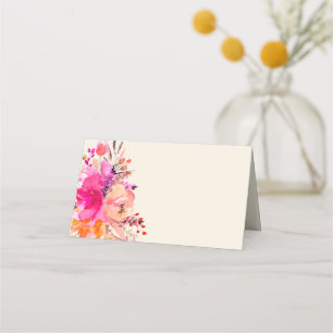 Elegant Rosa Watercolor Blommigt Bröllop Placeringskort