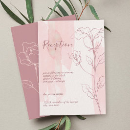Elegant Rosa Watercolor Blommigt bröllopsmottagnin Tilläggskort