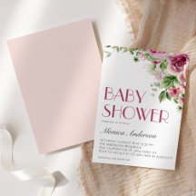 Elegant Rosa Watercolor Blommigt Girl Baby Shower