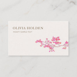 Elegant Rosa Watercolor Blommigt Gren Visitkort