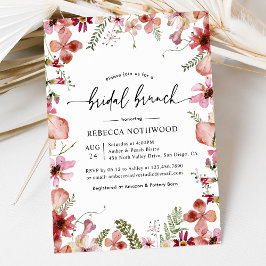 Elegant Rosa Watercolor Blommigt Möhippa Brunch Inbjudningar