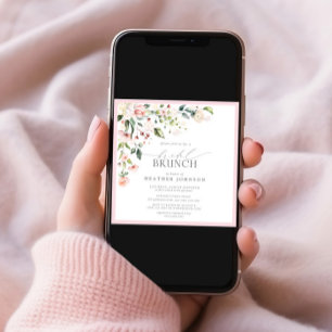 Elegant Rosa Watercolor Blommigt Möhippa Brunch Inbjudningar