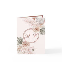 Elegant Rosa Watercolor Blommigt Monogram Bröllop