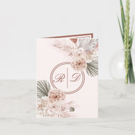 Elegant Rosa Watercolor Blommigt Monogram Bröllop Inbjudan