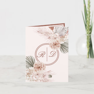 Elegant Rosa Watercolor Blommigt Monogram Bröllop Inbjudan