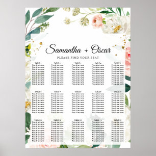 Elegant Rosa Watercolor Blommigt Ram Poster
