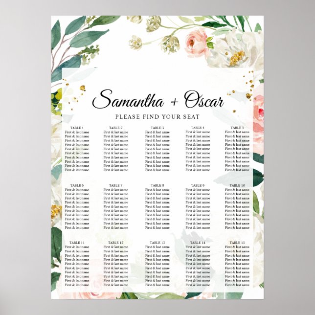 Elegant  Rosa Watercolor Blommigt Ram Poster (Framsidan)