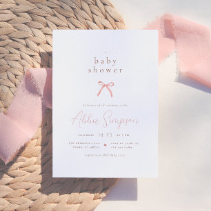 Elegant Rosa Watercolor Bow Baby Shower Inbjudningar