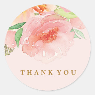 ELEGANT ROSA WATERCOLOR BRÖLLOP dekal sälar Runt Klistermärke
