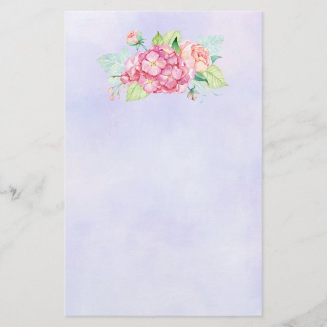 Elegant Rosa Watercolor Flower Bouquet Brevpapper (Framsida)