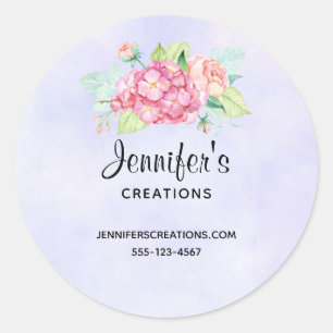 Elegant Rosa Watercolor Flower Bouquet Business Runt Klistermärke