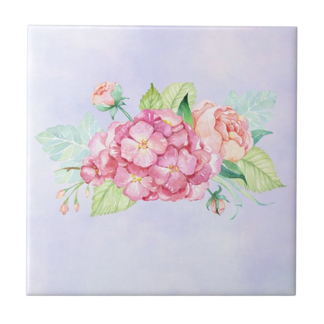 Elegant Rosa Watercolor Flower Bouquet Kakelplatta (Framsidan)