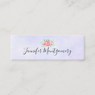 Elegant Rosa Watercolor Flower Bouquet Mini Visitkort