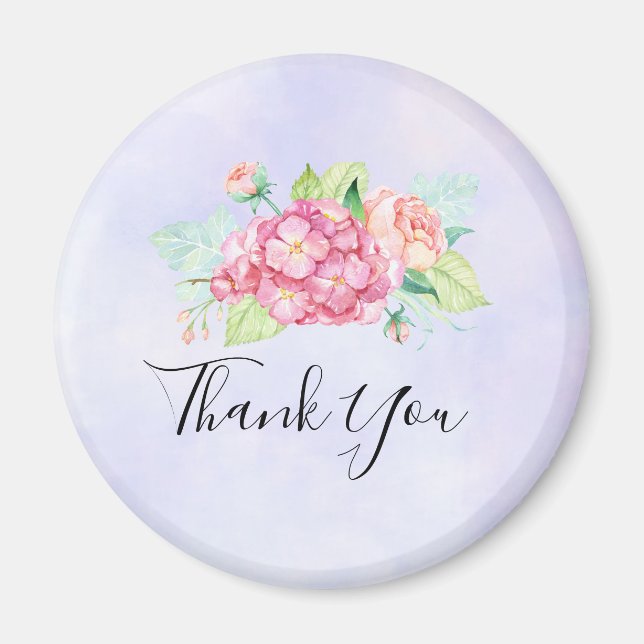 Elegant Rosa Watercolor Flower Bouquet Tack Magnet (Framsidan)