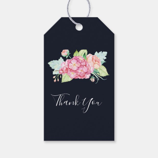 Elegant Rosa Watercolor Flower Bouquet Tack Presentetikett (Framsidan)