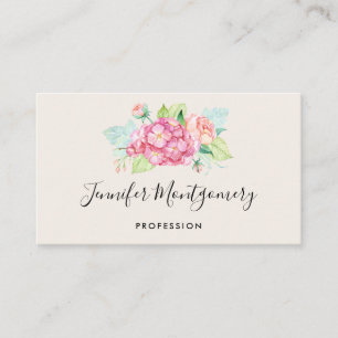 Elegant Rosa Watercolor Flower Bouquet Visitkort