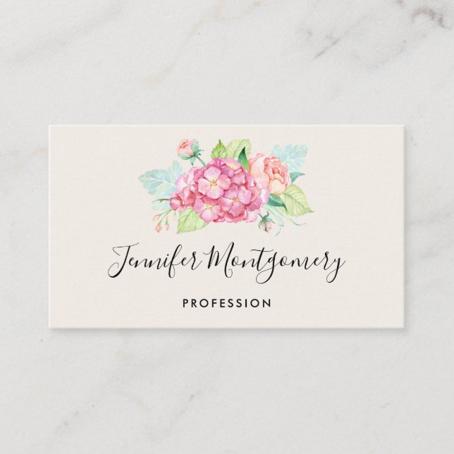 Elegant Rosa Watercolor Flower Bouquet Visitkort (Framsida)