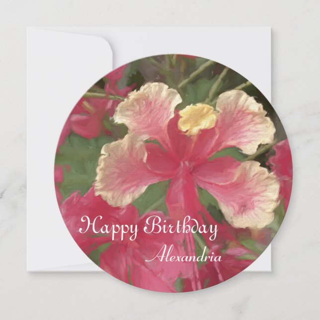 Elegant Rosa Watercolor Flowers Birthday Card (Framsida)