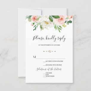 Elegant Rosa Watercolor Flowers Bröllop OSA Kort