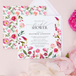 Elegant Rosa Watercolor Flowers Möhippa Inbjudningar
