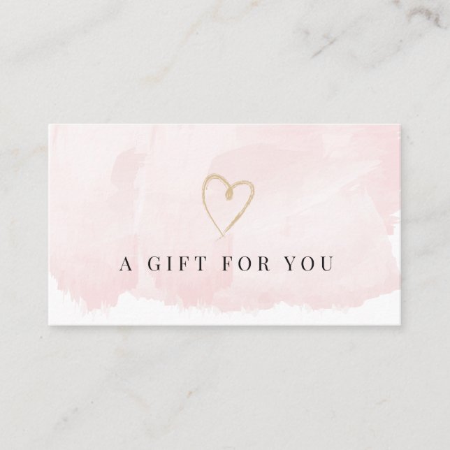 Elegant  Rosa Watercolor Gift Certificate Visitkort (Framsida)