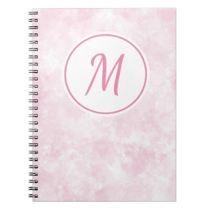 Elegant Rosa Watercolor Mönster Monogram Anteckningsbok