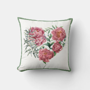 Elegant Rosa Watercolor Peonies Greenery WAN Kudde