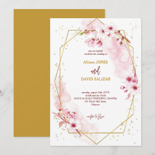 Elegant Rosa Watercolor Sakura Blommigt Bröllop Inbjudningar