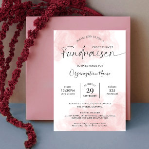 Elegant Rosa Watercolor Script Fundraiser Gala Inbjudningar