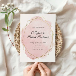 Elegant Rosa Watercolor Sweet sixteen Birthday Inbjudningar