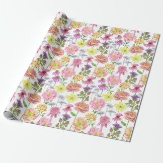 Elegant Rosa Watercolor Wildblomma Mönster Presentpapper