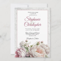 Elegant Rosa White Blommigt Peonies Bröllop