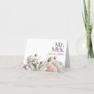 Elegant Rosa White Blommigt Peonies Bröllop Tack Kort