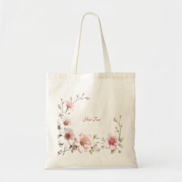 Elegant Rosa White Blommigt Tote Bag Tygkasse