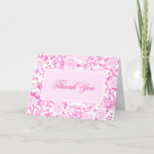 Elegant Rosa White Chinoiserie Blommigt Bird Toile Tack Kort