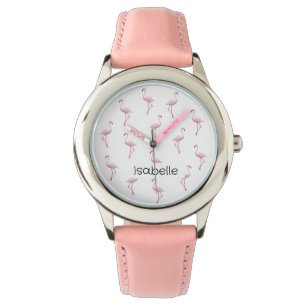 Elegant Rosa White Flamingo   MonogramAnpassningsb Armbandsur
