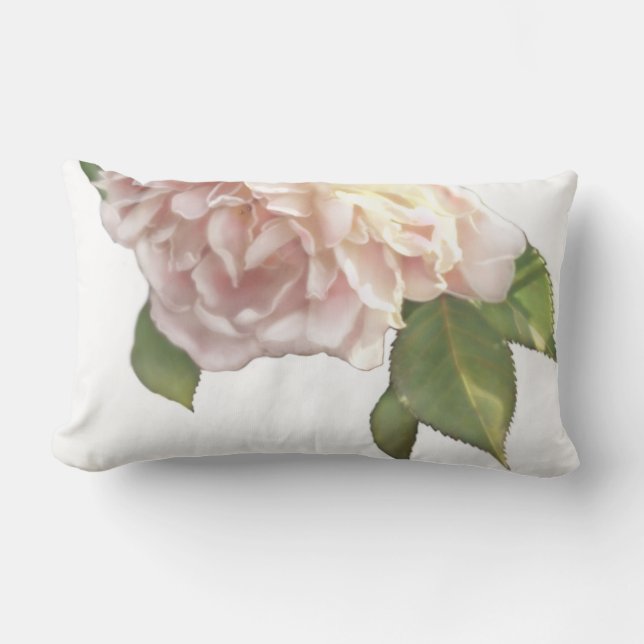 Elegant rosa white Ivory peach ro Lumbarkudde (Framsida)