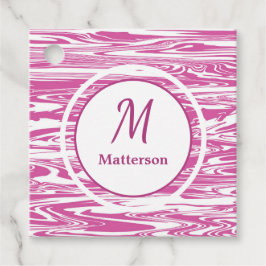 Elegant Rosa White Modern Monogram Anpassningsbar Gåvor Etiketter