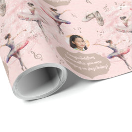 Elegant  Rosa White Namn Text Photo Ballerina Presentpapper