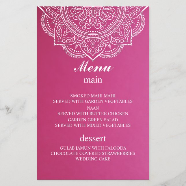 Elegant Rosa White Paisley Indian Hindu Bröllop (Framsida)