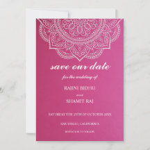 Elegant Rosa White Paisley Indian Hindu Bröllop