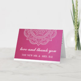 Elegant Rosa White Paisley Indian Hindu Bröllop Th Tack Kort