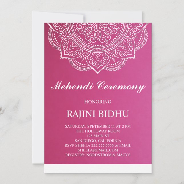 Elegant Rosa White Paisley Indian Mehndi Ceremony (Framsida)