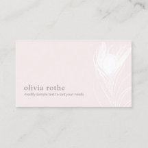 Elegant Rosa White Peacock Feather Affärskort