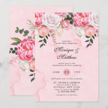 Elegant Rosa White Watercolor Peonies Bröllop