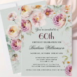 Elegant Rosa Wildblomma Blommigt 60:e Födelsedagsf Julkort<br><div class="desc">Starta detta speciella 60-årsfirande i en elegant stil med denna vackra feminininvändiga blommigt med vattenfärgade blandade vilda blommor och efterföljande grönsak. Hela texten kan vara personlig för party,  inklusive hedersgästen. Om du har speciella förfrågningar eller behöver hjälp med designen,  skicka bara en chatta så hjälper vi gärna till.</div>