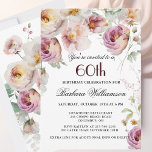 Elegant Rosa Wildblomma Blommigt 60:e Födelsedagsf Julkort<br><div class="desc">Starta detta speciella 60-årsfirande i en elegant stil med denna vackra feminininvändiga blommigt med vattenfärgade blandade vilda blommor och efterföljande grönsak. Hela texten kan vara personlig för party,  inklusive hedersgästen. Om du har speciella förfrågningar eller behöver hjälp med designen,  skicka bara en chatta så hjälper vi gärna till.</div>