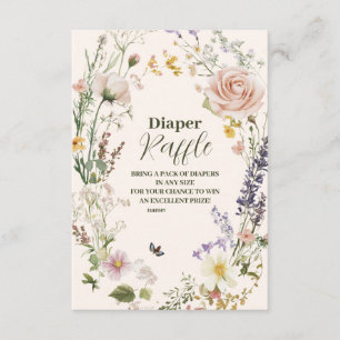 Elegant Rosa Wildblomma Rustic Boho Diapper Raffle Tilläggskort