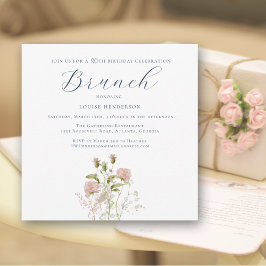 Elegant Rosa Wildblomme 90:e Birthday Brunch Inbjudningar